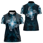 New Zealand Matariki Waita Women Polo Shirt Maori Moko Dark Blue Galaxy