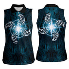 New Zealand Matariki Waita Women Sleeveless Polo Shirt Maori Moko Dark Blue Galaxy
