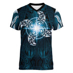 New Zealand Matariki Waita Women V-Neck T-Shirt Maori Moko Dark Blue Galaxy