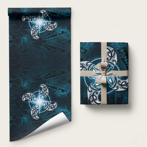 New Zealand Matariki Waita Wrapping Paper Maori Moko Dark Blue Galaxy