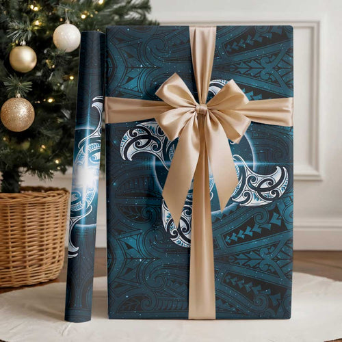 New Zealand Matariki Waita Wrapping Paper Maori Moko Dark Blue Galaxy