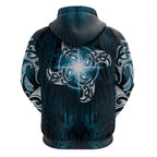 New Zealand Matariki Waita Zip Hoodie Maori Moko Dark Blue Galaxy