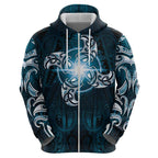 New Zealand Matariki Waita Zip Hoodie Maori Moko Dark Blue Galaxy