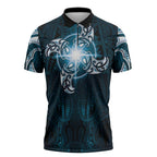 New Zealand Matariki Waita Zipper Polo Shirt Maori Moko Dark Blue Galaxy