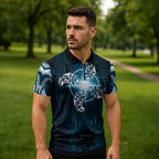 New Zealand Matariki Waita Zipper Polo Shirt Maori Moko Dark Blue Galaxy
