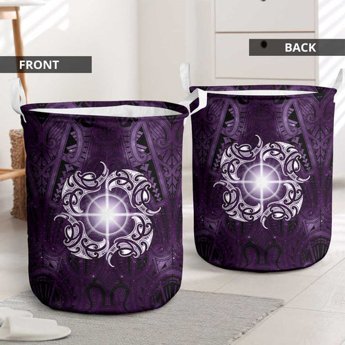 New Zealand Matariki Waipunarangi Laundry Basket Maori Moko Purple Galaxy