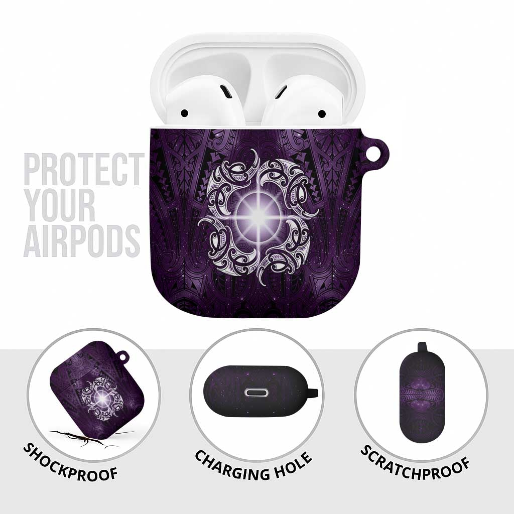 New Zealand Matariki Waipunarangi AirPods Case Maori Moko Purple Galaxy