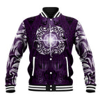 New Zealand Matariki Waipunarangi Baseball Jacket Maori Moko Purple Galaxy