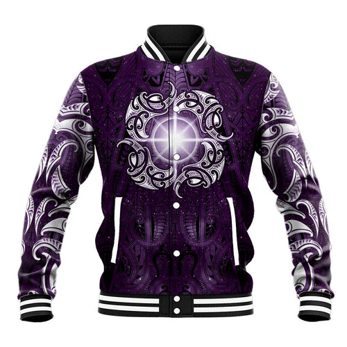 New Zealand Matariki Waipunarangi Baseball Jacket Maori Moko Purple Galaxy