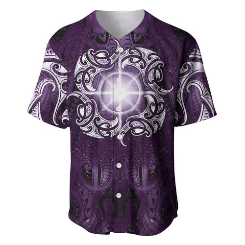 New Zealand Matariki Waipunarangi Baseball Jersey Maori Moko Purple Galaxy
