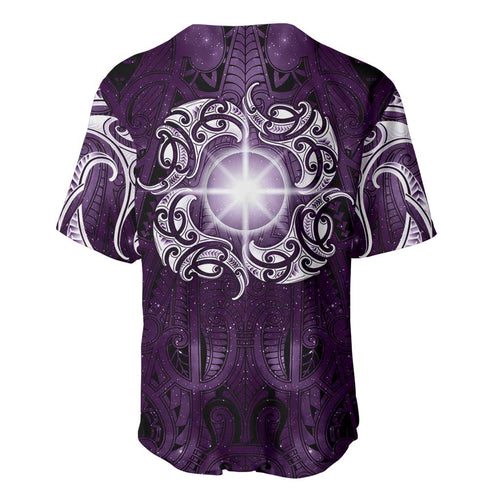 New Zealand Matariki Waipunarangi Baseball Jersey Maori Moko Purple Galaxy