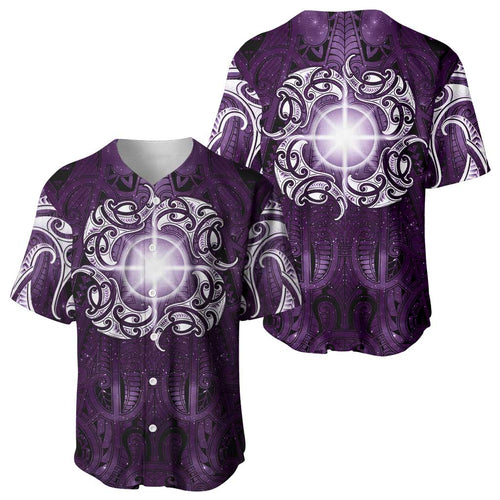 New Zealand Matariki Waipunarangi Baseball Jersey Maori Moko Purple Galaxy