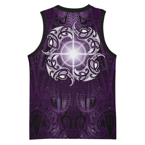New Zealand Matariki Waipunarangi Basketball Jersey Maori Moko Purple Galaxy