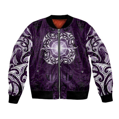 New Zealand Matariki Waipunarangi Bomber Jacket Maori Moko Purple Galaxy
