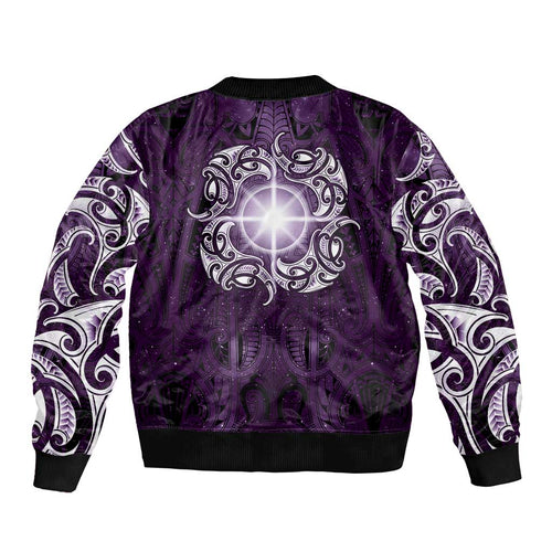 New Zealand Matariki Waipunarangi Bomber Jacket Maori Moko Purple Galaxy