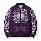 New Zealand Matariki Waipunarangi Bomber Puffer Jacket Maori Moko Purple Galaxy