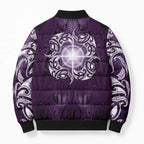 New Zealand Matariki Waipunarangi Bomber Puffer Jacket Maori Moko Purple Galaxy