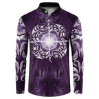 New Zealand Matariki Waipunarangi Button Sweatshirt Maori Moko Purple Galaxy