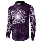 New Zealand Matariki Waipunarangi Button Sweatshirt Maori Moko Purple Galaxy