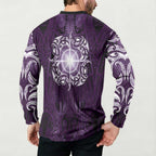 New Zealand Matariki Waipunarangi Button Sweatshirt Maori Moko Purple Galaxy