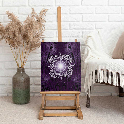 New Zealand Matariki Waipunarangi Canvas Wall Art Maori Moko Purple Galaxy
