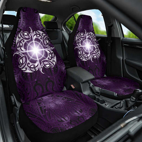 New Zealand Matariki Waipunarangi Car Seat Cover Maori Moko Purple Galaxy