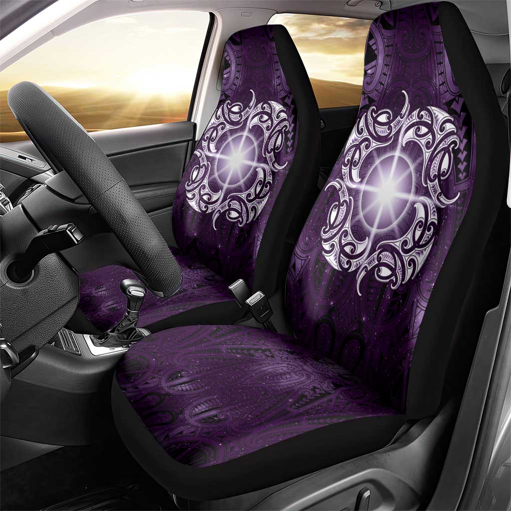 New Zealand Matariki Waipunarangi Car Seat Cover Maori Moko Purple Galaxy