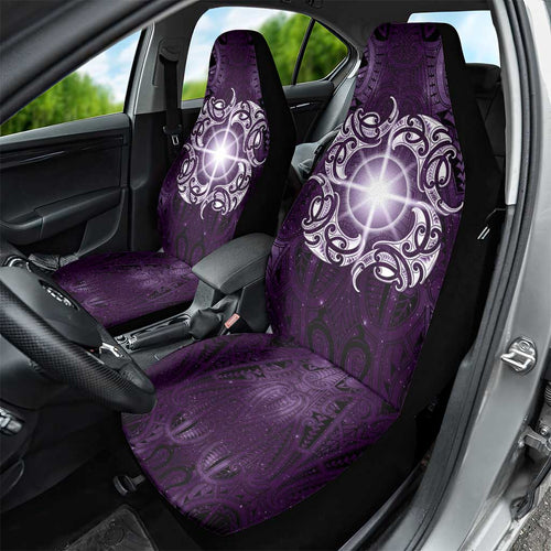 New Zealand Matariki Waipunarangi Car Seat Cover Maori Moko Purple Galaxy