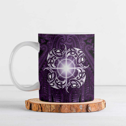 New Zealand Matariki Waipunarangi Ceramic Mug Maori Moko Purple Galaxy