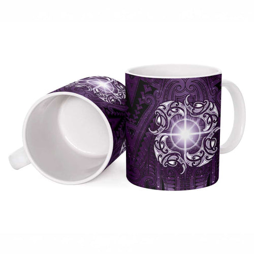 New Zealand Matariki Waipunarangi Ceramic Mug Maori Moko Purple Galaxy