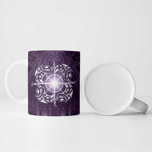 New Zealand Matariki Waipunarangi Ceramic Mug Maori Moko Purple Galaxy