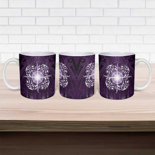 New Zealand Matariki Waipunarangi Ceramic Mug Maori Moko Purple Galaxy
