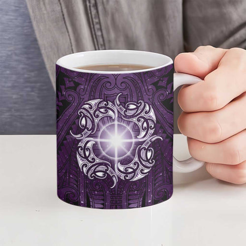 New Zealand Matariki Waipunarangi Ceramic Mug Maori Moko Purple Galaxy