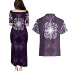 New Zealand Matariki Waipunarangi Couples Matching Puletasi and Hawaiian Shirt Maori Moko Purple Galaxy