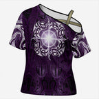 New Zealand Matariki Waipunarangi Cross Shoulder Shirt Maori Moko Purple Galaxy