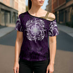 New Zealand Matariki Waipunarangi Cross Shoulder Shirt Maori Moko Purple Galaxy
