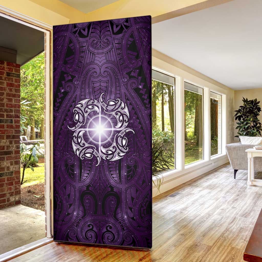 New Zealand Matariki Waipunarangi Door Cover Maori Moko Purple Galaxy