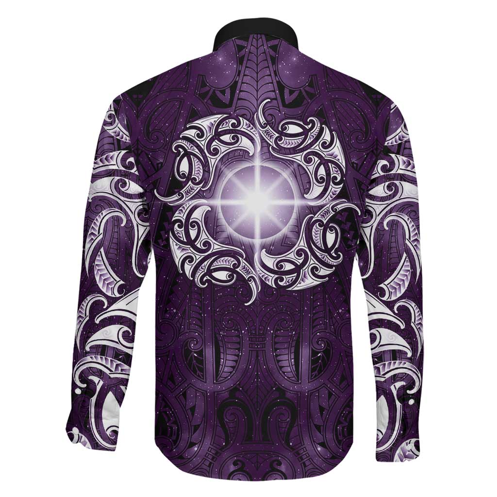 New Zealand Matariki Waipunarangi Family Matching Mermaid Dress and Hawaiian Shirt Maori Moko Purple Galaxy
