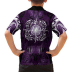 New Zealand Matariki Waipunarangi Family Matching Off The Shoulder Long Sleeve Dress and Hawaiian Shirt Maori Moko Purple Galaxy