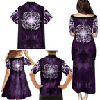 New Zealand Matariki Waipunarangi Family Matching Puletasi and Hawaiian Shirt Maori Moko Purple Galaxy