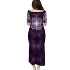 New Zealand Matariki Waipunarangi Family Matching Puletasi and Hawaiian Shirt Maori Moko Purple Galaxy