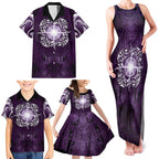 New Zealand Matariki Waipunarangi Family Matching Tank Maxi Dress and Hawaiian Shirt Maori Moko Purple Galaxy
