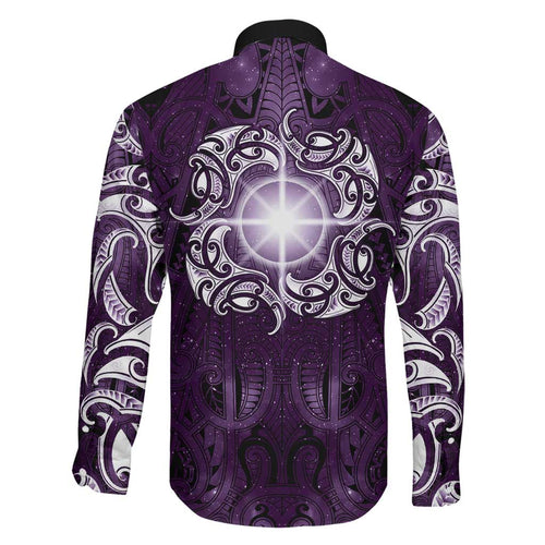 New Zealand Matariki Waipunarangi Family Matching Tank Maxi Dress and Hawaiian Shirt Maori Moko Purple Galaxy