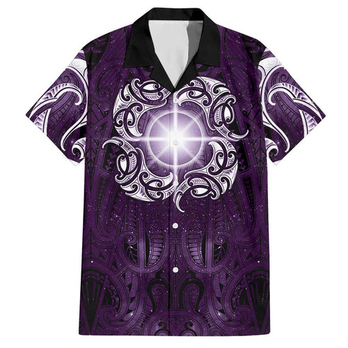 New Zealand Matariki Waipunarangi Hawaiian Shirt Maori Moko Purple Galaxy