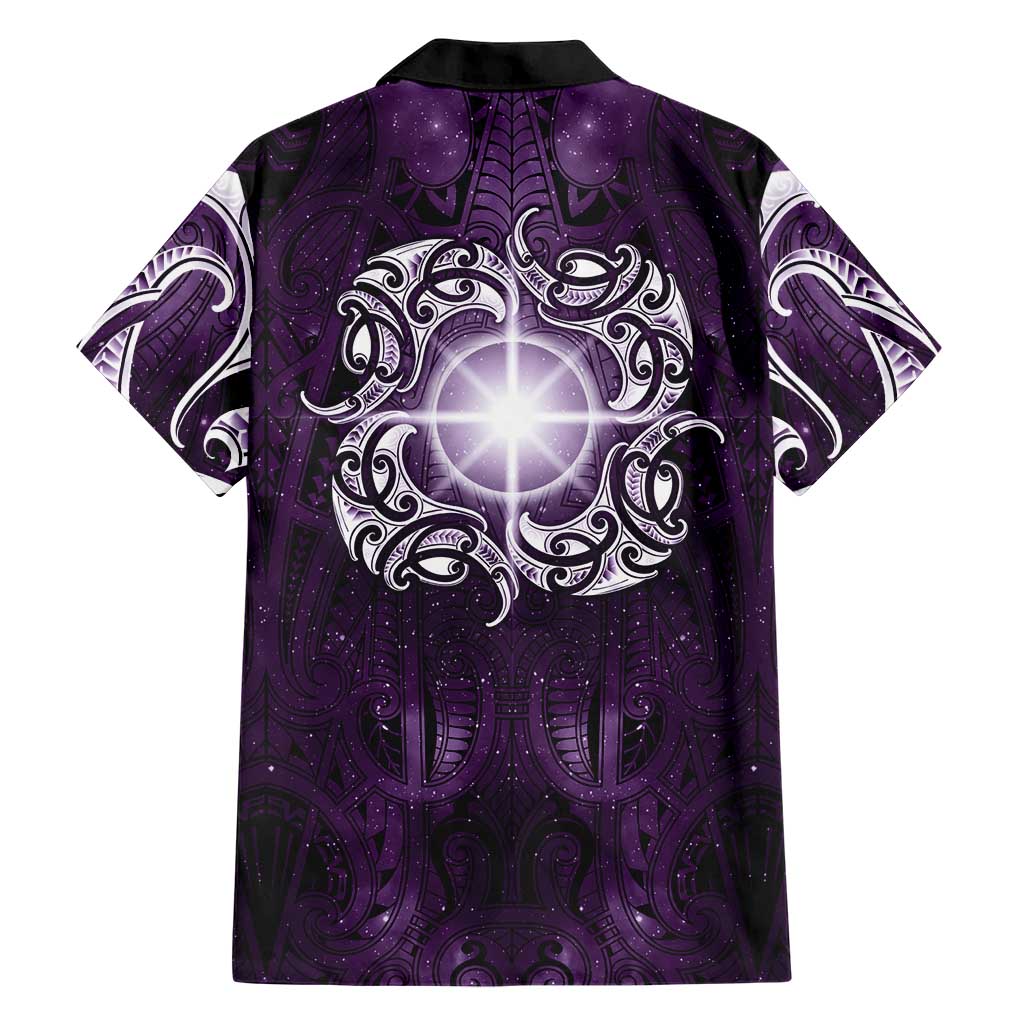 New Zealand Matariki Waipunarangi Hawaiian Shirt Maori Moko Purple Galaxy
