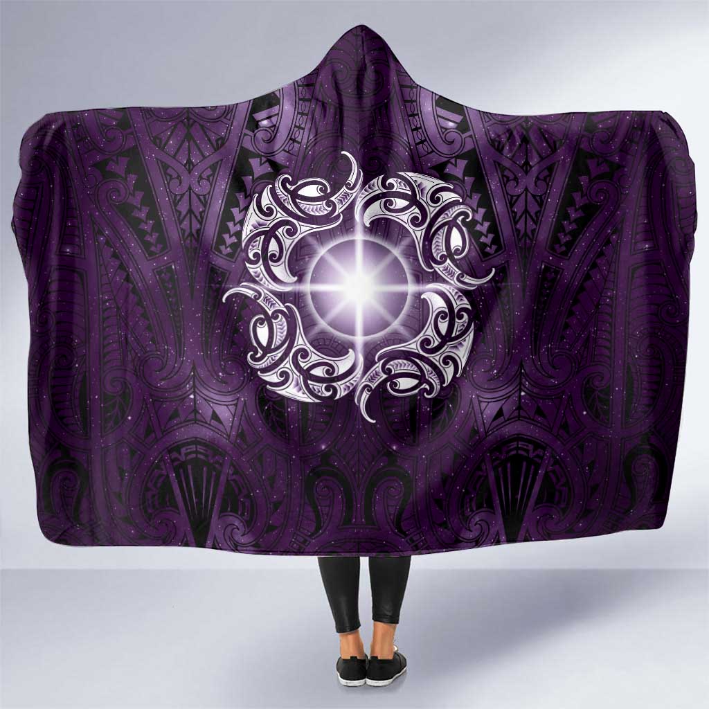 New Zealand Matariki Waipunarangi Hooded Blanket Maori Moko Purple Galaxy