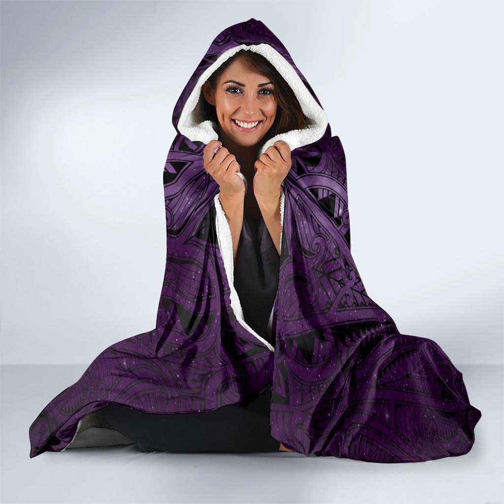 New Zealand Matariki Waipunarangi Hooded Blanket Maori Moko Purple Galaxy
