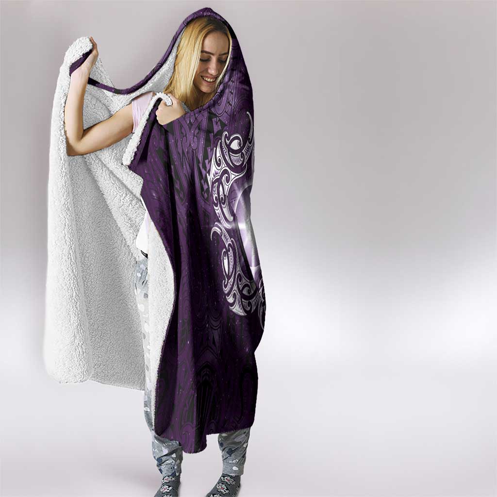 New Zealand Matariki Waipunarangi Hooded Blanket Maori Moko Purple Galaxy