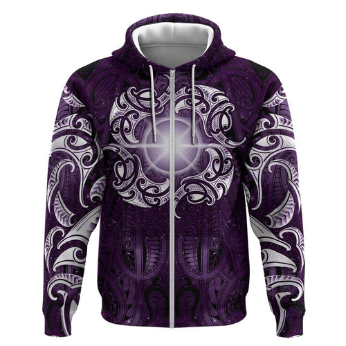 New Zealand Matariki Waipunarangi Hoodie Maori Moko Purple Galaxy