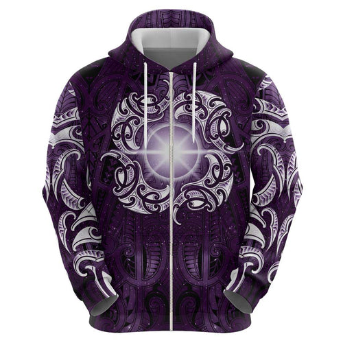 New Zealand Matariki Waipunarangi Hoodie Maori Moko Purple Galaxy